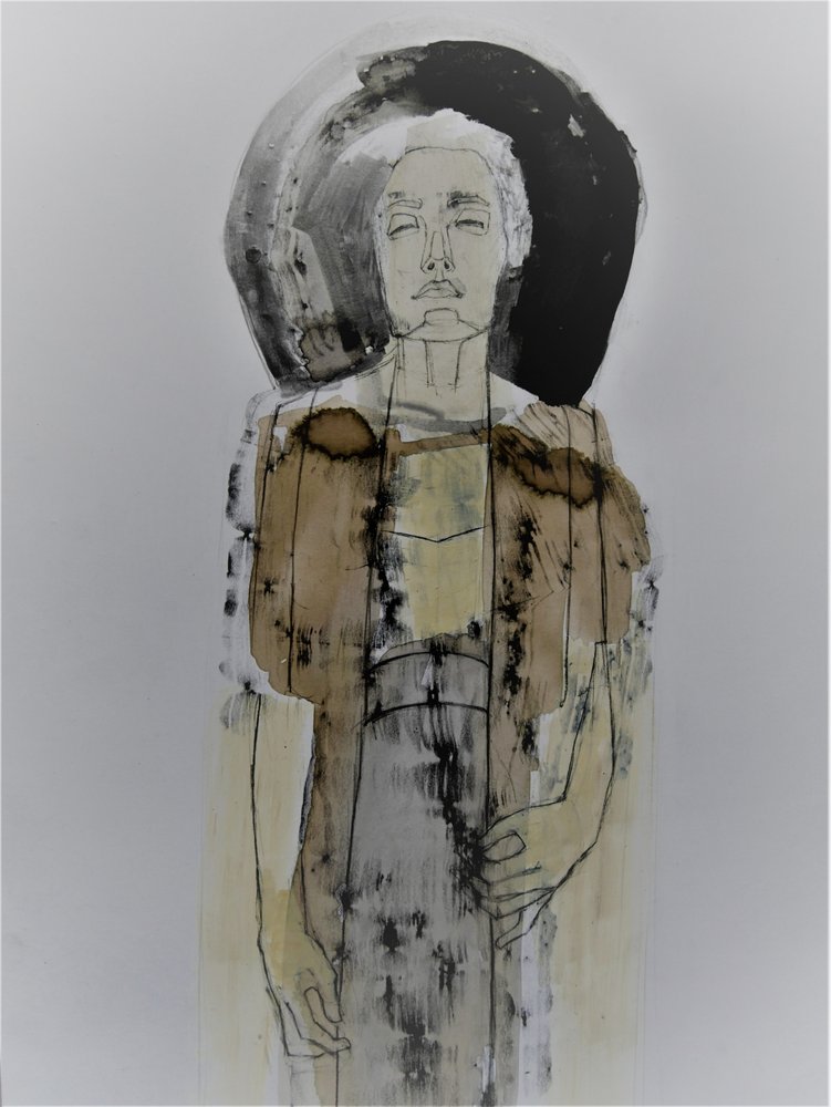Kontemplativ kvindefigur af Doris Schmitz