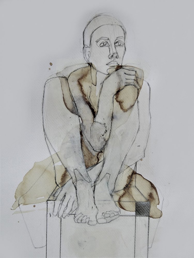 Kontemplativ siddende figur af Doris Schmitz