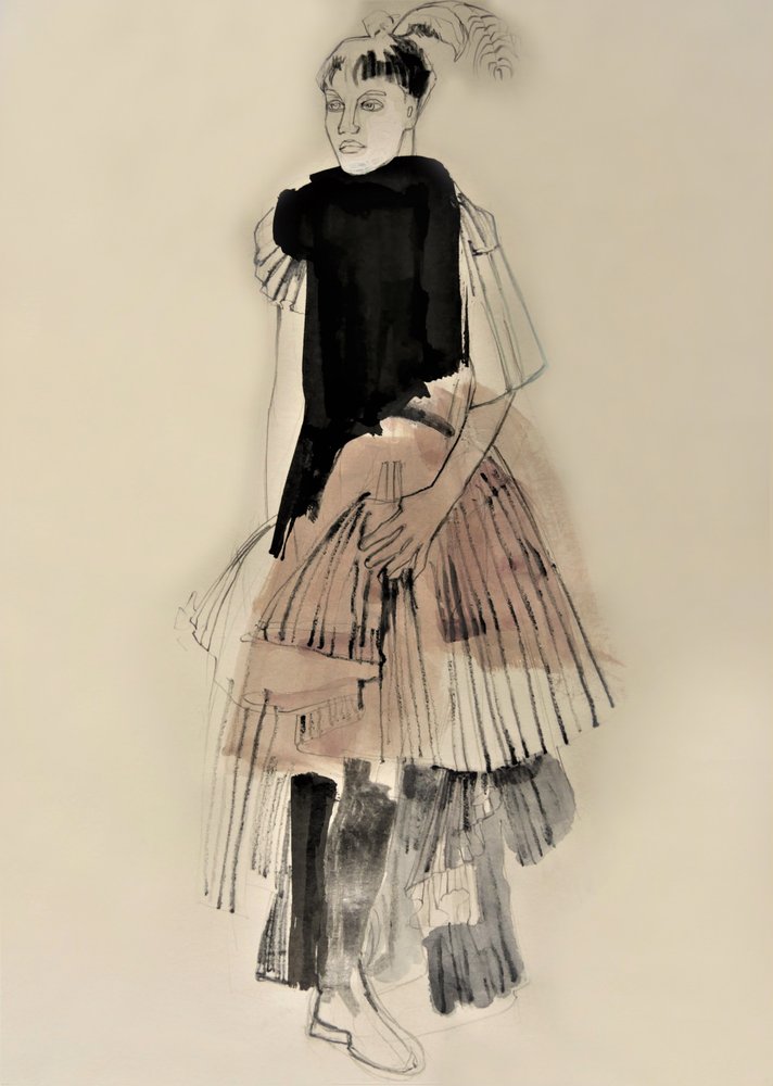 Couture-modeillustration af Doris Schmitz
