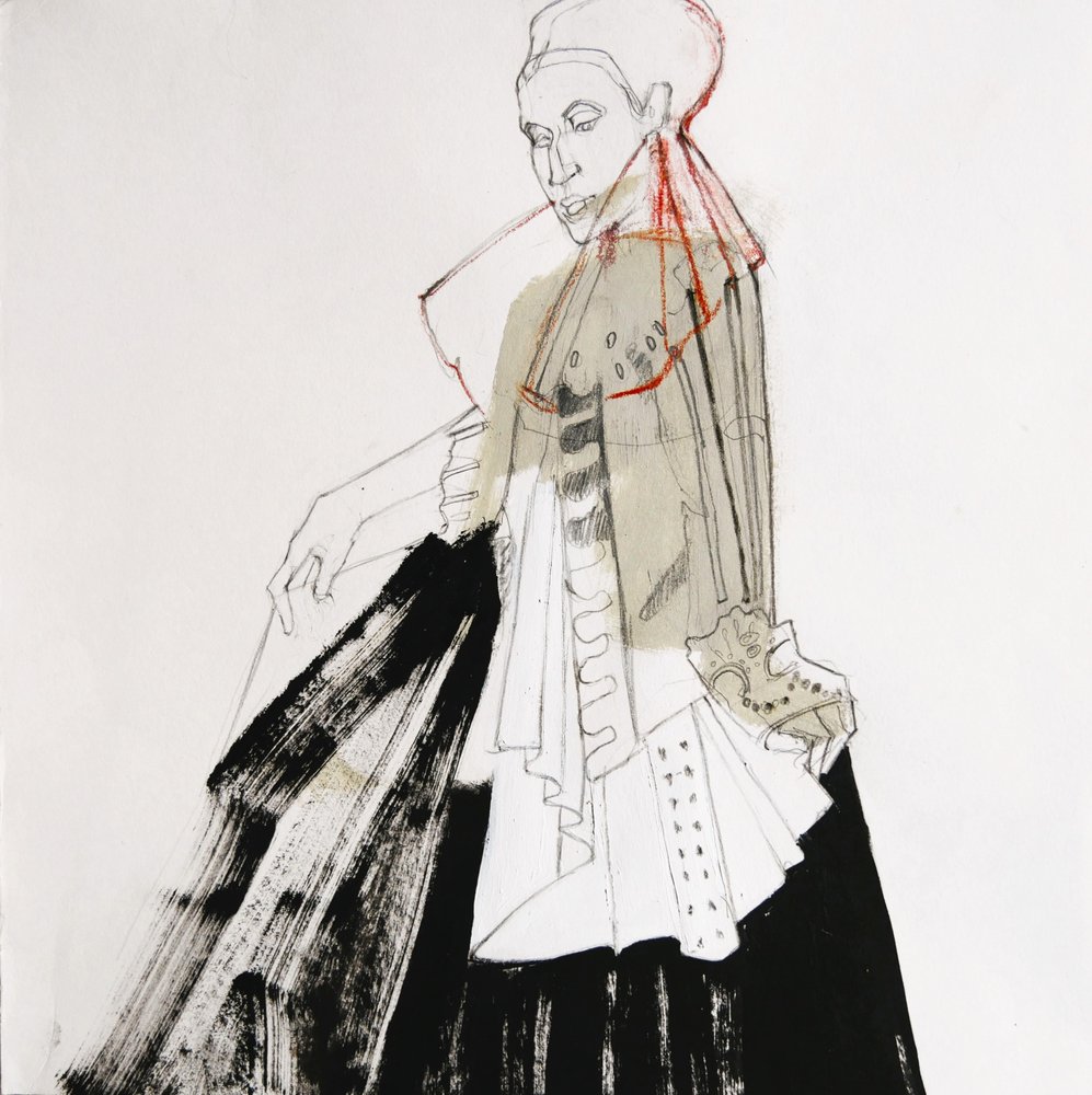 Skitse af en elegant adelsdame af Doris Schmitz
