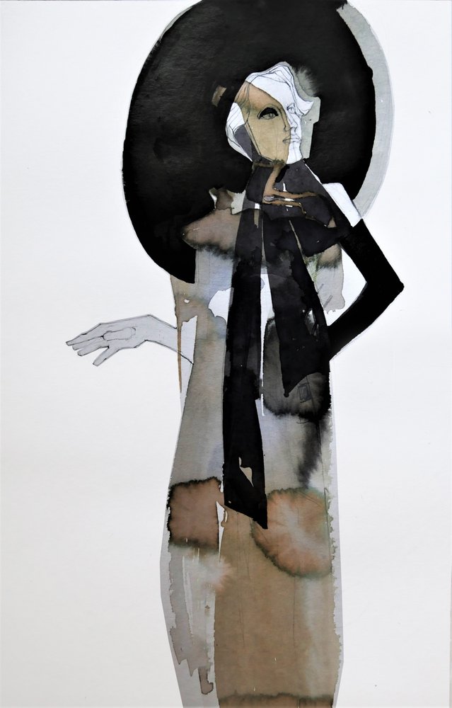 Elegant kvinde med hat af Doris Schmitz