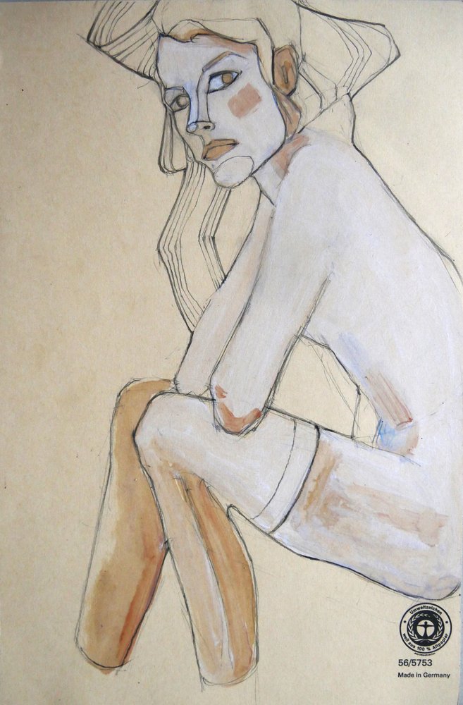 Illustration af en eftertænksom kvinde af Doris Schmitz