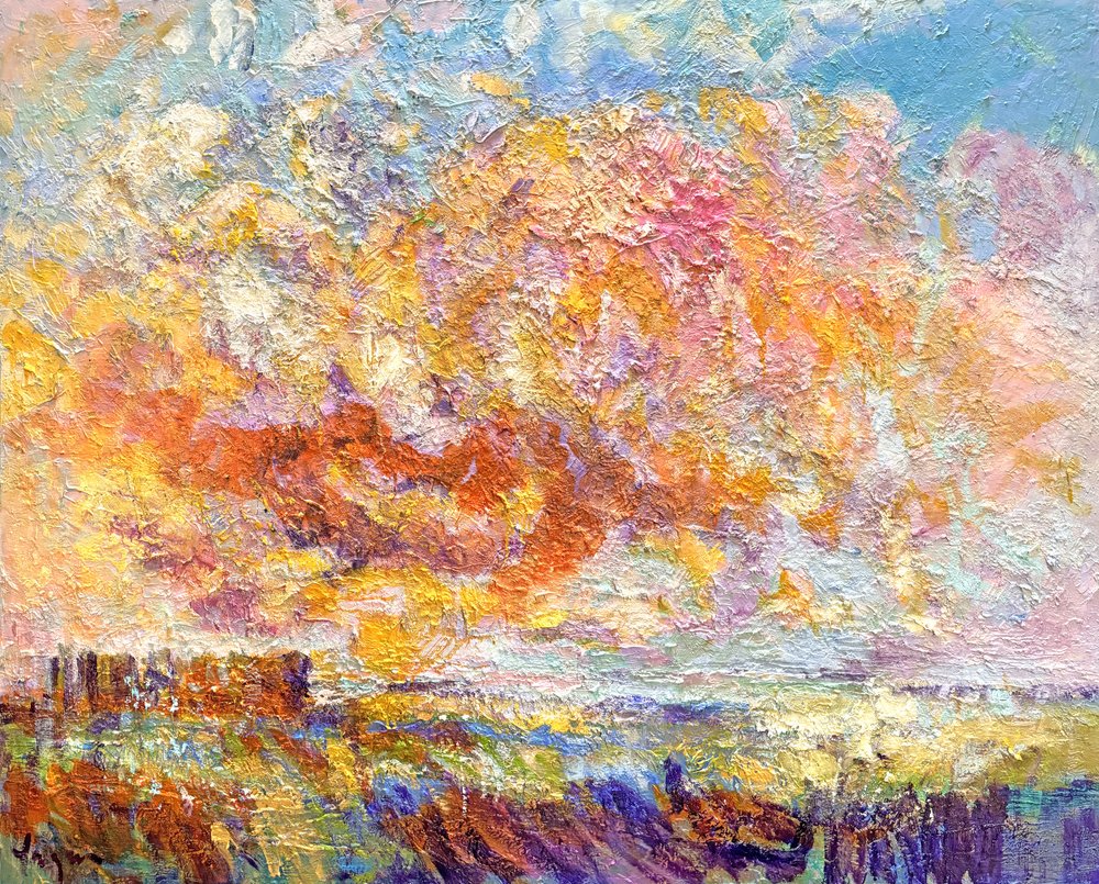 Fiery Sunset Field af Dorothy Fagan