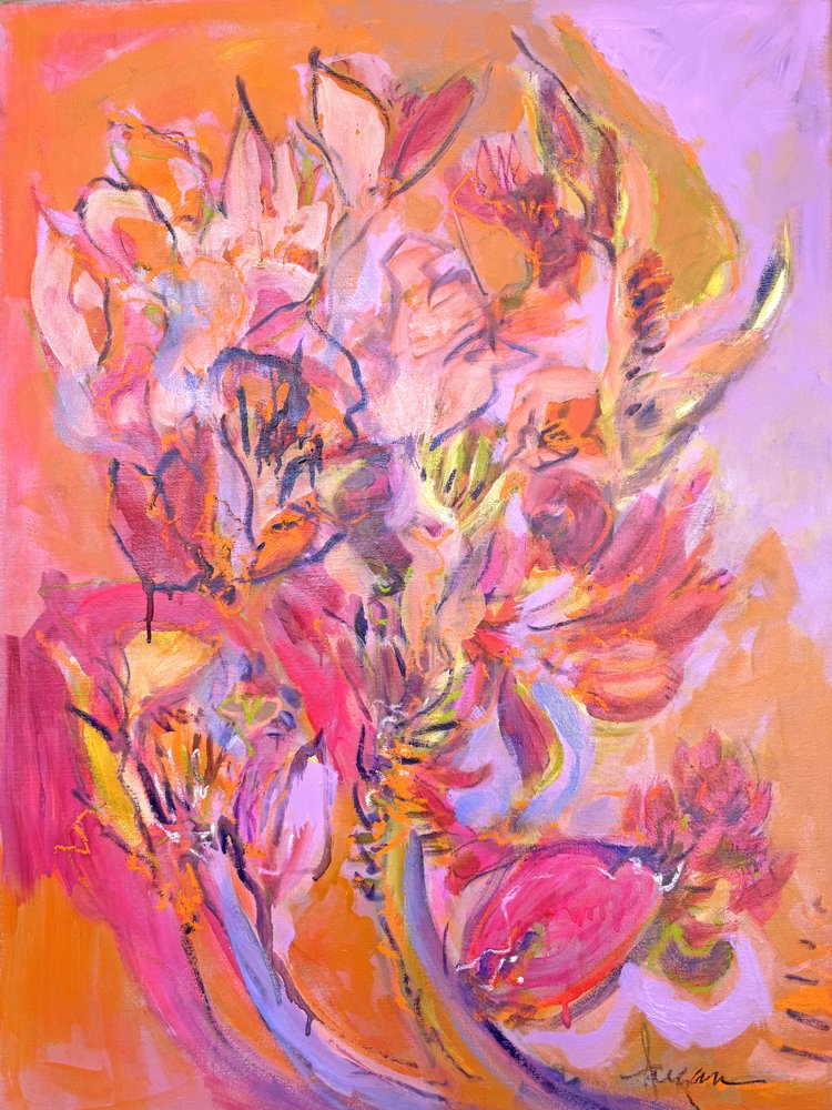 Livlige, abstrakte blomster af Dorothy Fagan