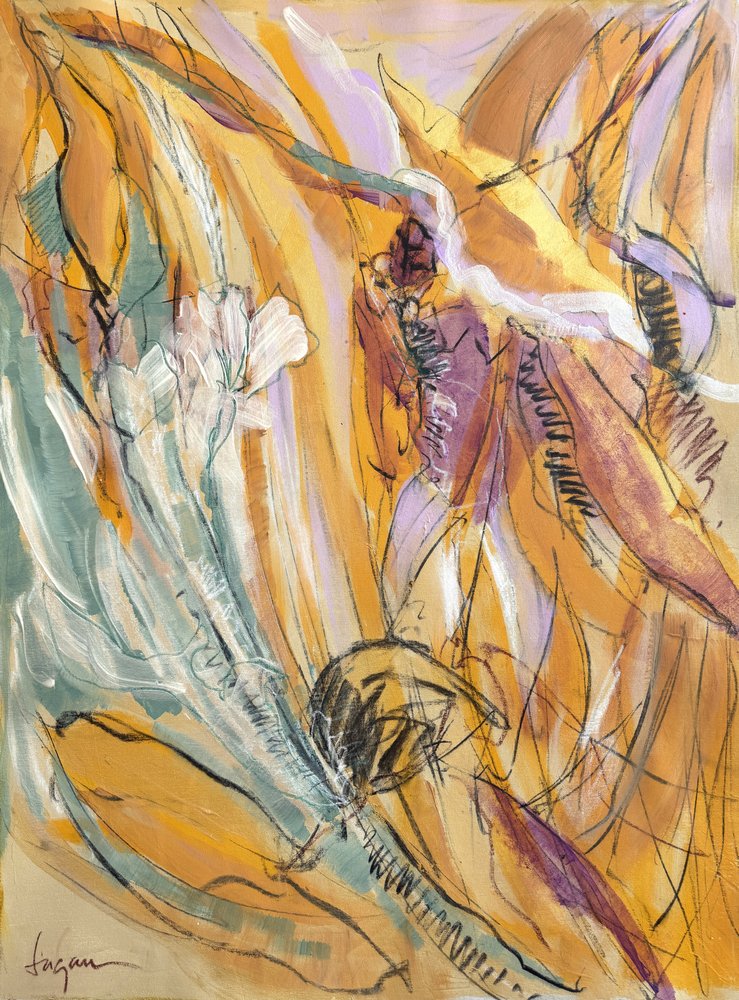 Livlige, abstrakte botaniske motiver af Dorothy Fagan