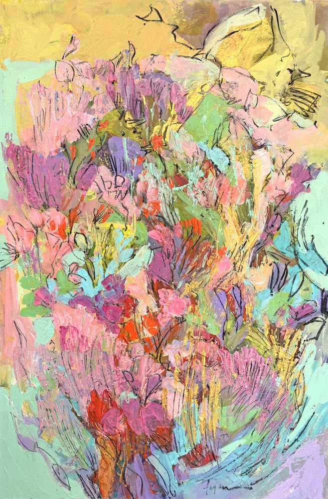 Farverige blomster i haven af Dorothy Fagan