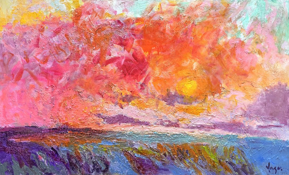 Et livligt havlandskab ved solnedgang af Dorothy Fagan