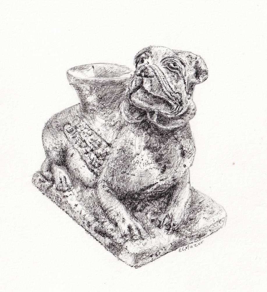 Charmerende bulldogstatue af EC Mazur