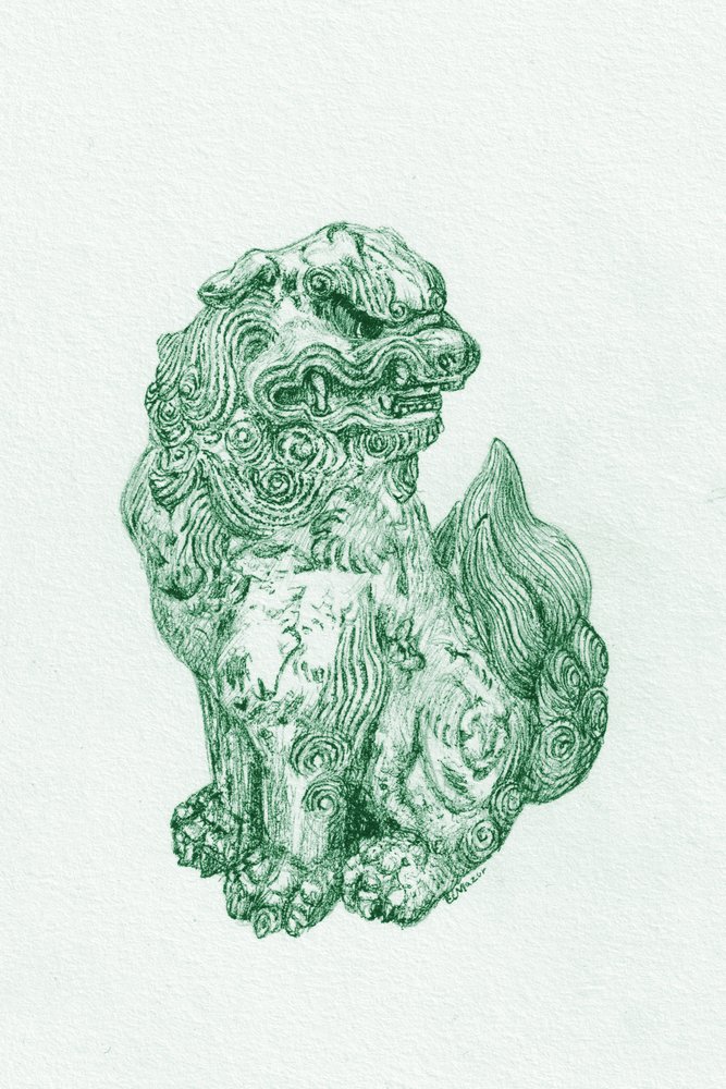 Grøn Foo Dog-vogter af EC Mazur