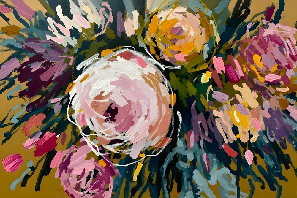 Farverige abstrakte blomster af Edie