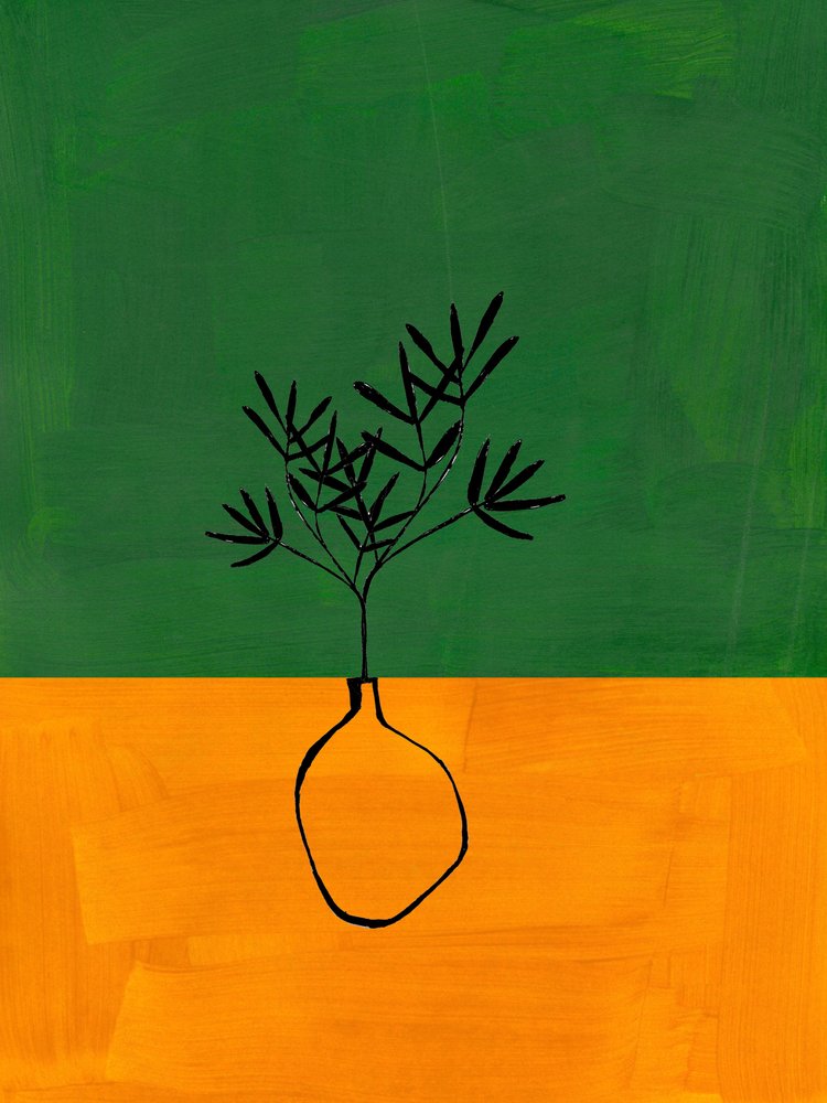 Abstrakt grøn-orange plante af Ejaaz Haniff