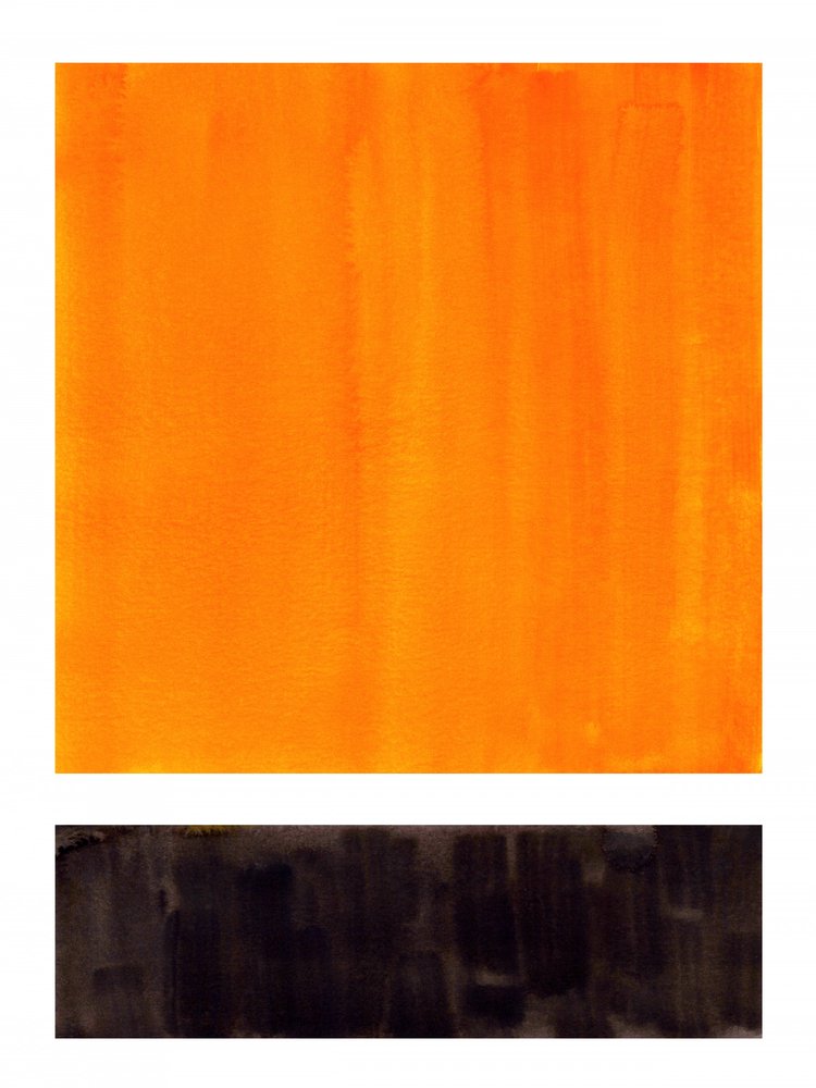 Fet orange og sort abstrakt af Ejaaz Haniff