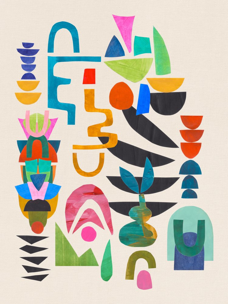Levende geometrisk abstrakt kunst af Ejaaz Haniff