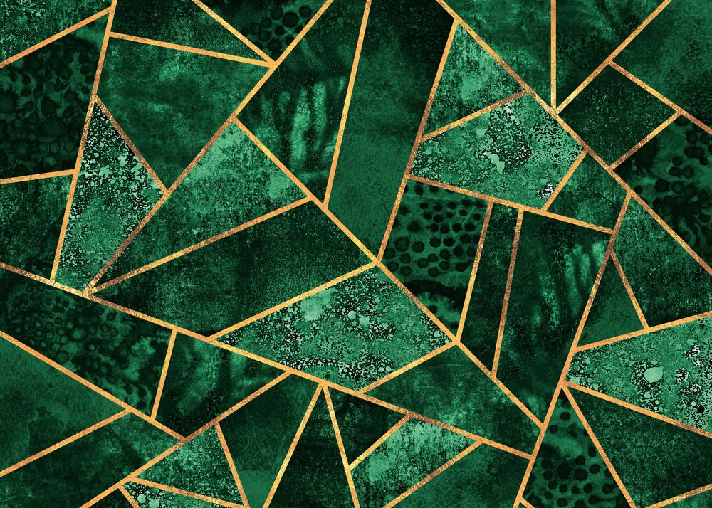 Smaragdgrønt geometrisk mønster af Elisabeth Fredriksson