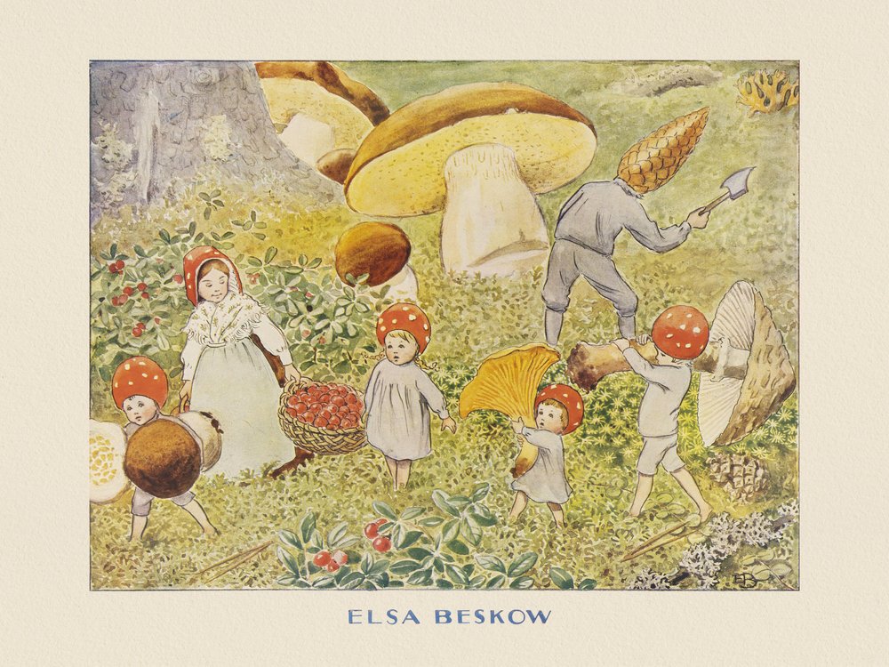 Tomtebobørnene Mushroom Kids af Elsa Beskow