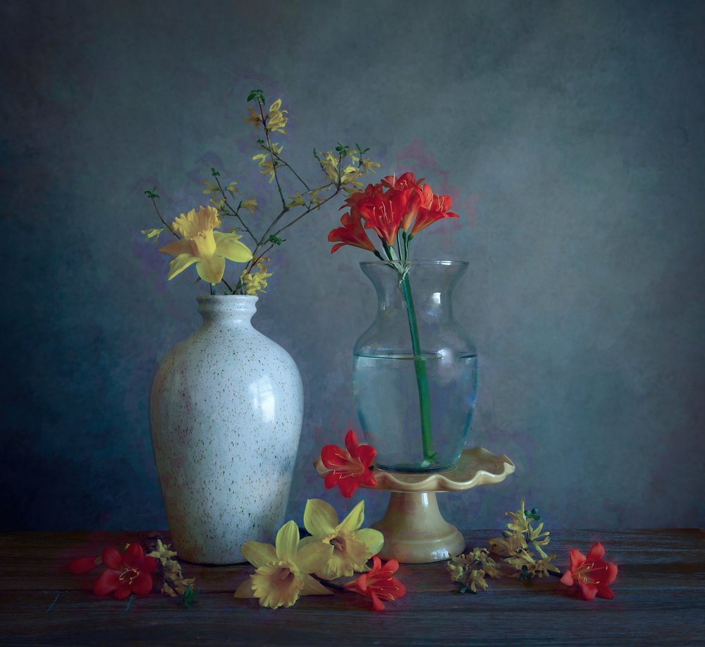 Vaser med forårsblomster af Fangping Zhou