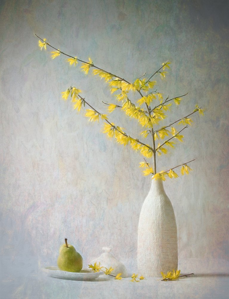 Gule blomster og pære af Fangping Zhou