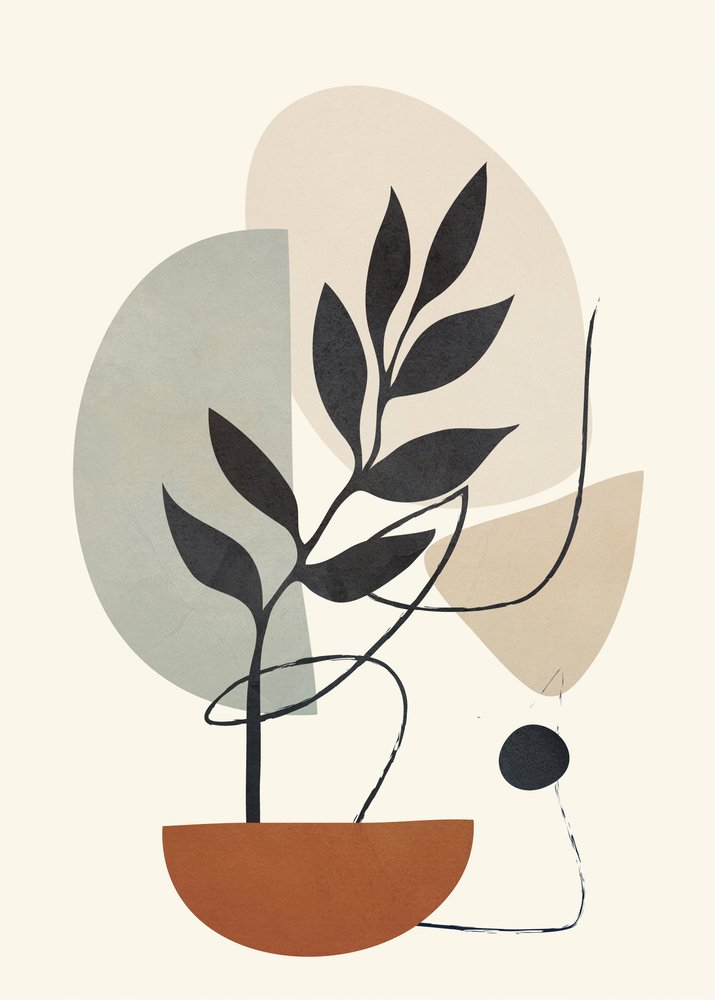 Abstrakt potteplante af Flow Line