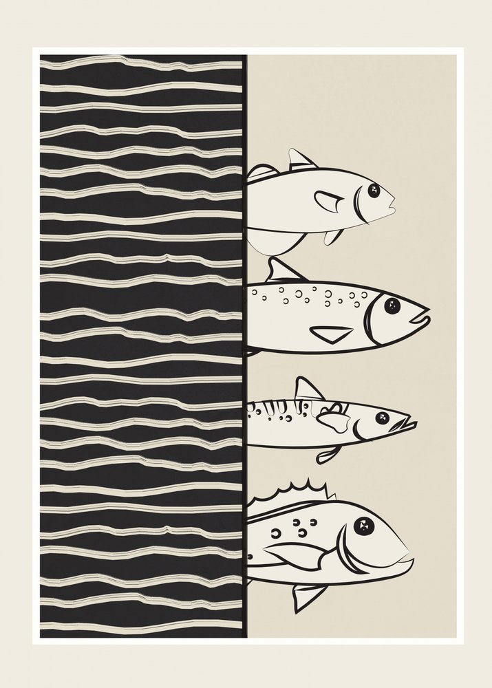 Grafisk afbildning af en svømmende fisk af Flow Line