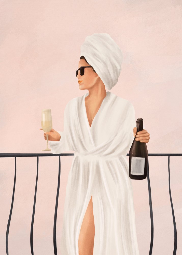 Luksusmorgen med champagne på altanen af Flow Line