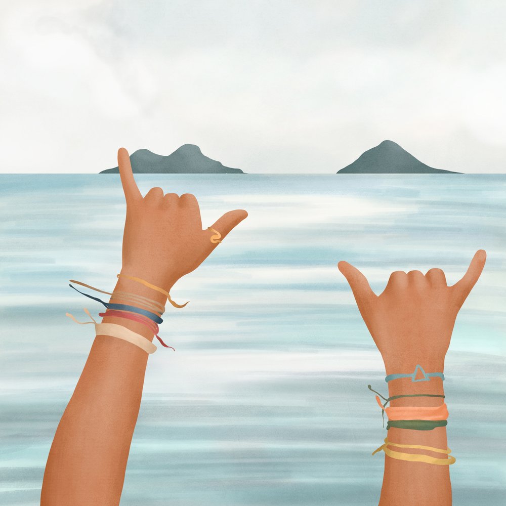 Shaka Hands Tropisk Hav af Flow Line