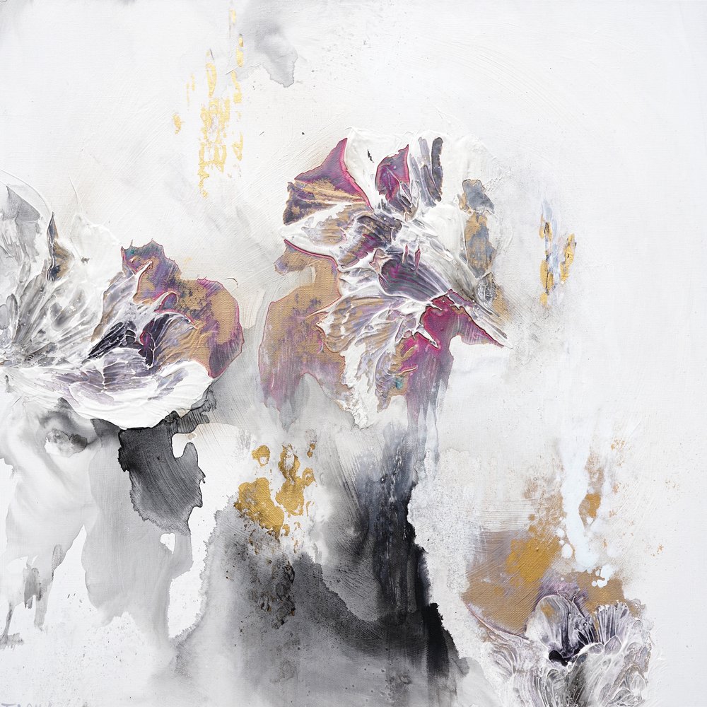 Abstrakte gyldne blomster af Françoise Wattré
