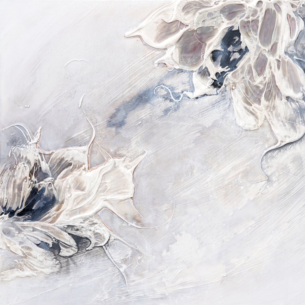 Abstrakte hvide blomster af Françoise Wattré