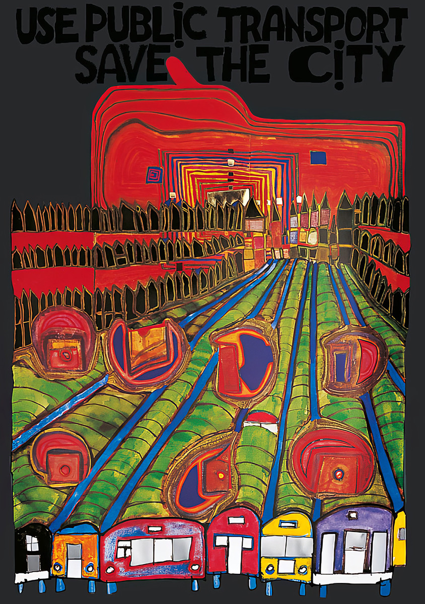 Benyt offentlig transport – red byen af Friedensreich Hundertwasser