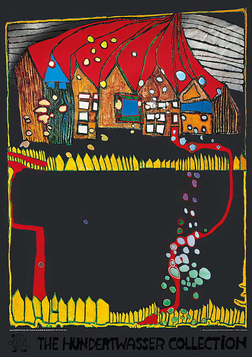 Huse i sneen af Friedensreich Hundertwasser