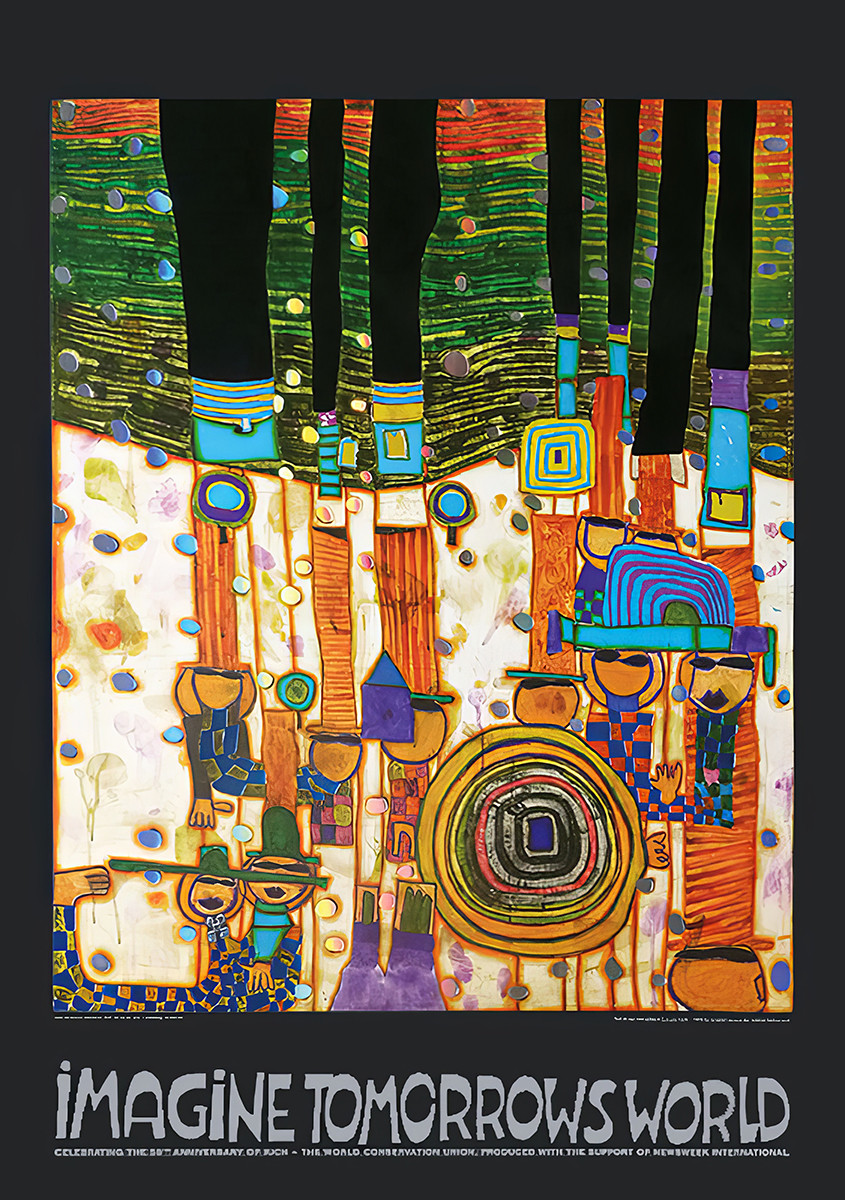 Forestil dig morgendagens verden (orange version) af Friedensreich Hundertwasser