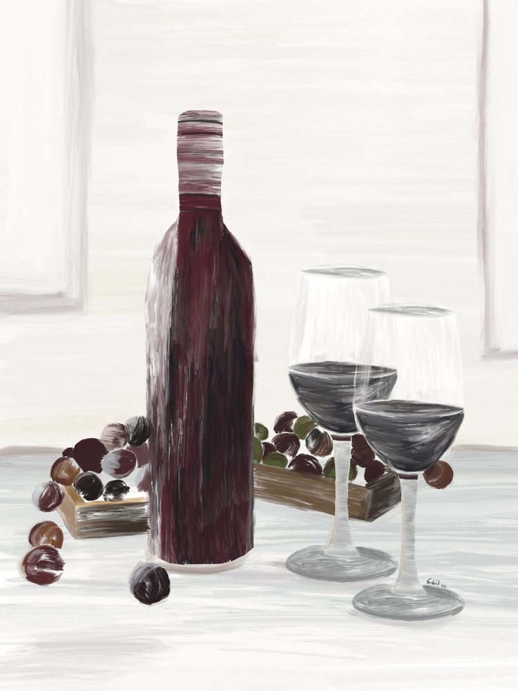 Klassisk vin-stilleben af GIovanna Gil Alves