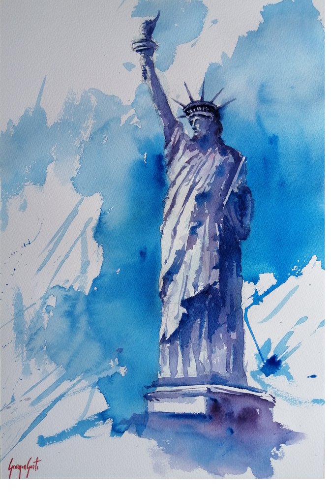 Lady Liberty i akvarel af Giorgio Gosti
