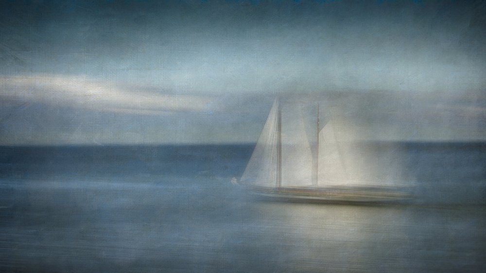 En drømmende sejlbåd på havet af Greetje van Son
