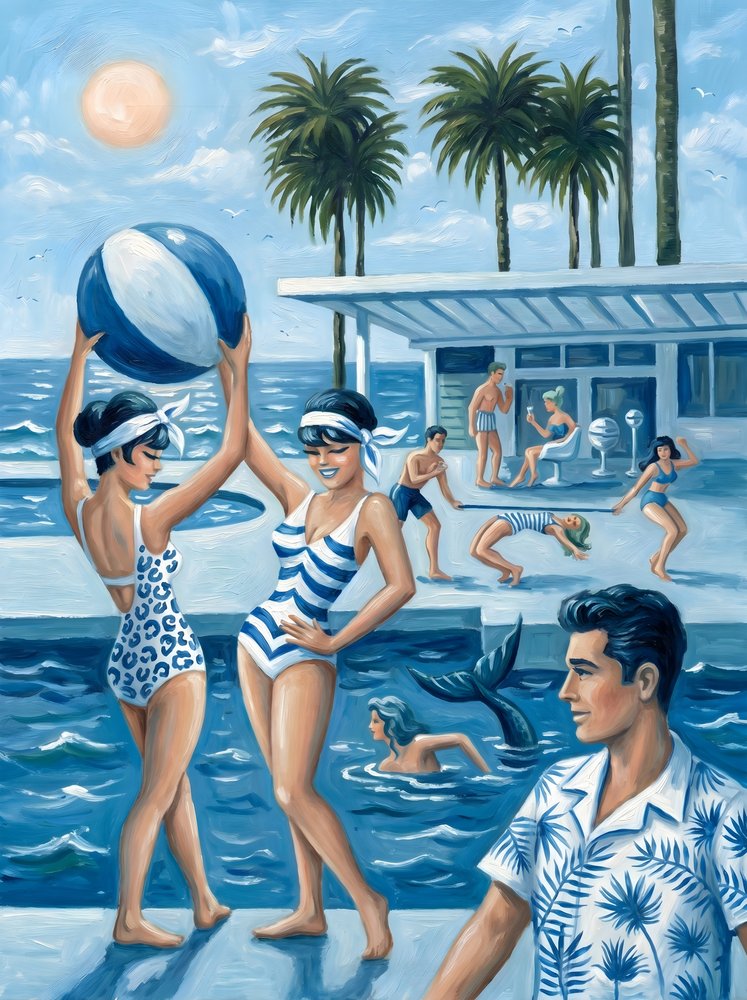 Retro-sjov ved poolen af HUGO