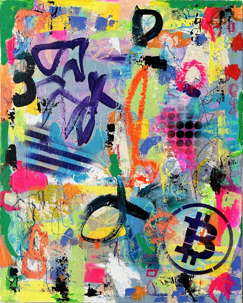 Farverigt Bitcoin-graffiti af Irene Chua