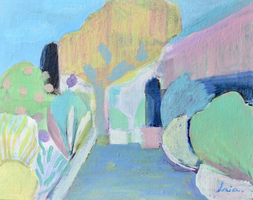 Pastelfarvet havegang af Iria Fernandez