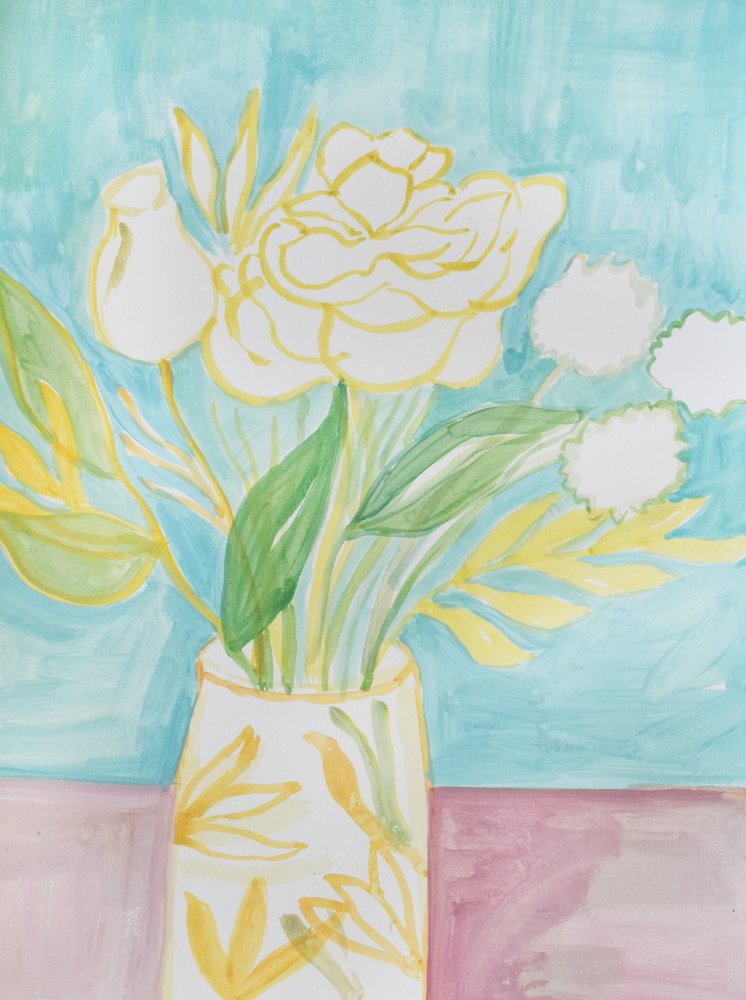 Blød gul blomstervase af Iria Fernandez