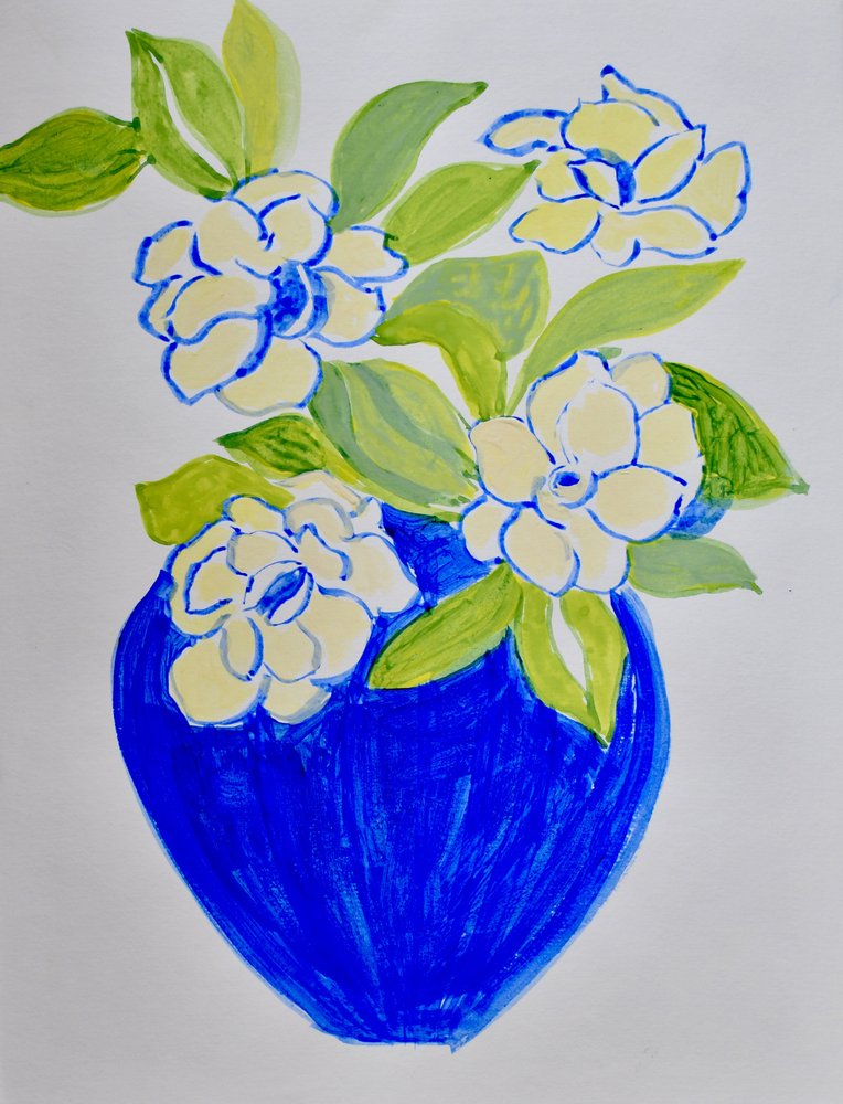 Blomstervase i levende blå af Iria Fernandez