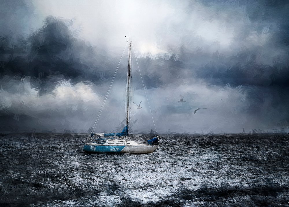 Sejlbåd på det stormfulde hav af Jana Broskina
