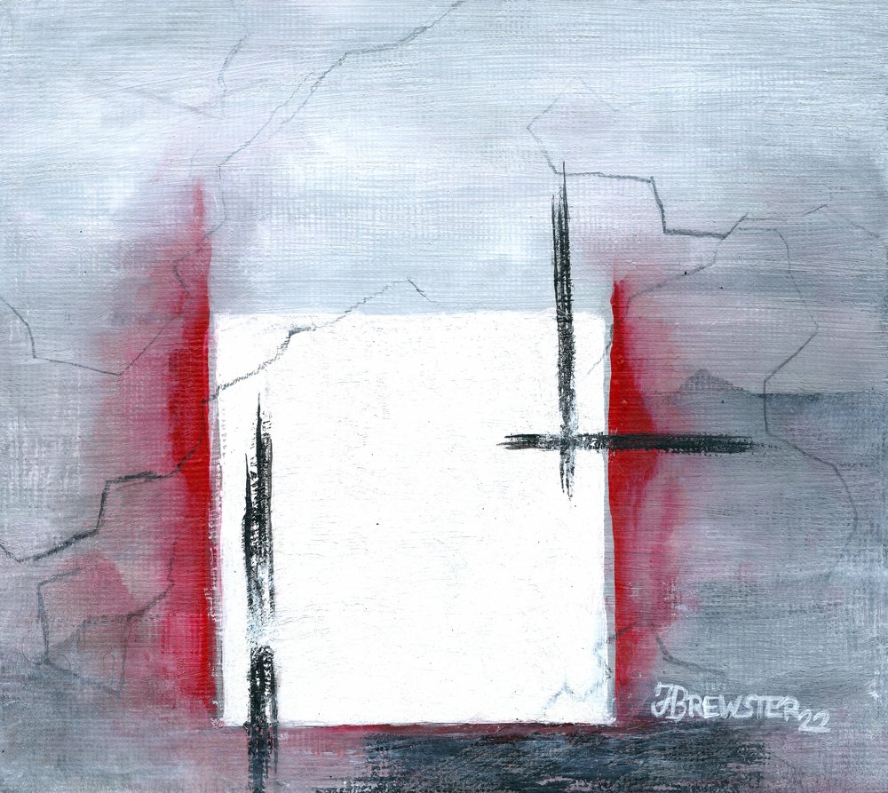 Stark Red Square af Janine Brewster