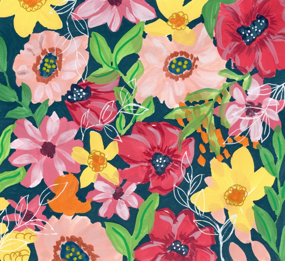 Farvestrålende malede blomster af Jasmine Goodwin