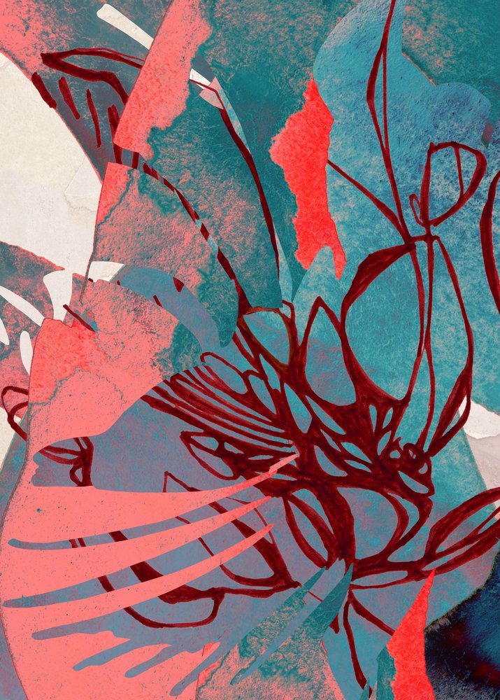 Coral Teal Organic Flow af Jenja Braun