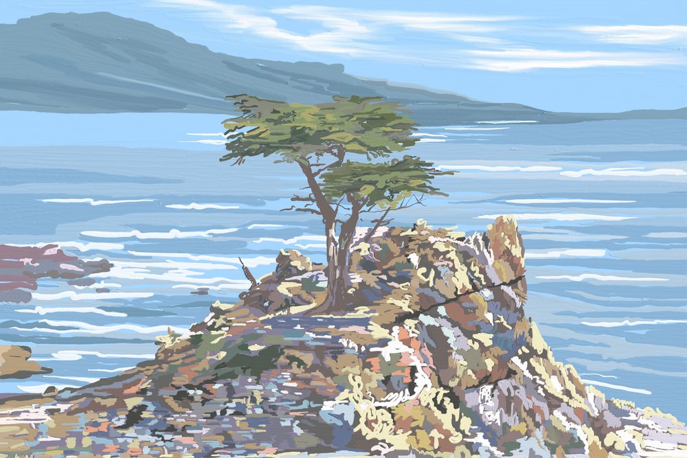 Lone Cypress-klippen ved havet af Jenna Alheit