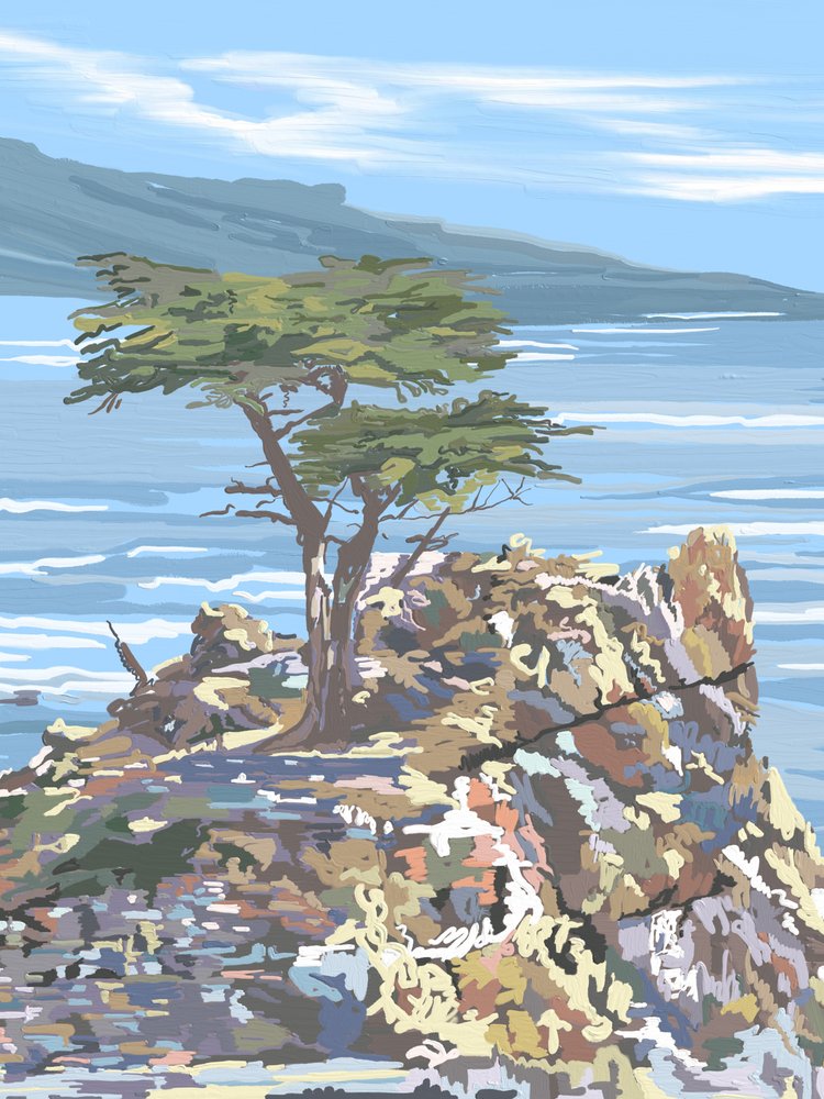 Lone Cypress med havudsigt af Jenna Alheit