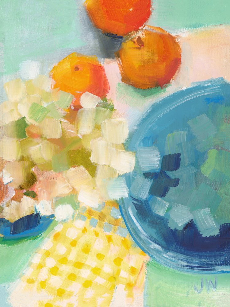 Appelsiner og hortensia af Jenny Westenhofer