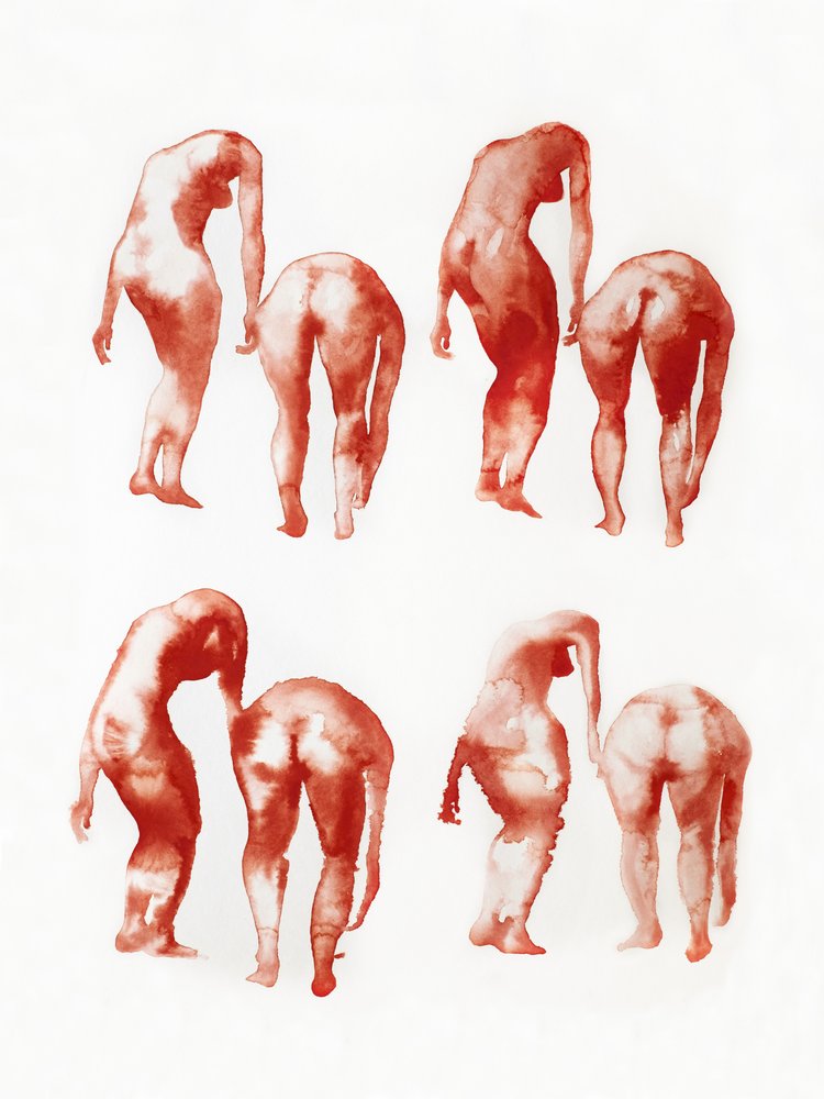 Bøjede nøgenfigurer af Joshua Hoskins