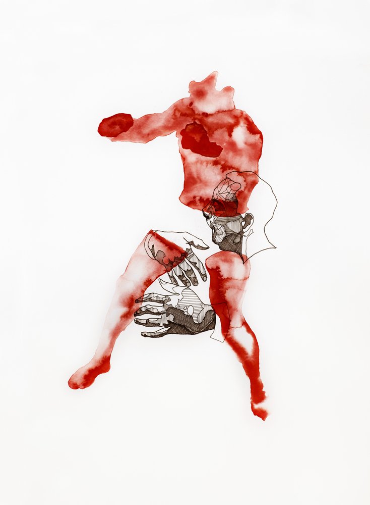 Rød fragmenteret figur af Joshua Hoskins