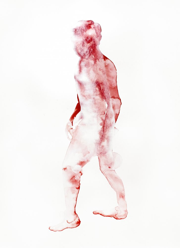 Rød gående figur af Joshua Hoskins