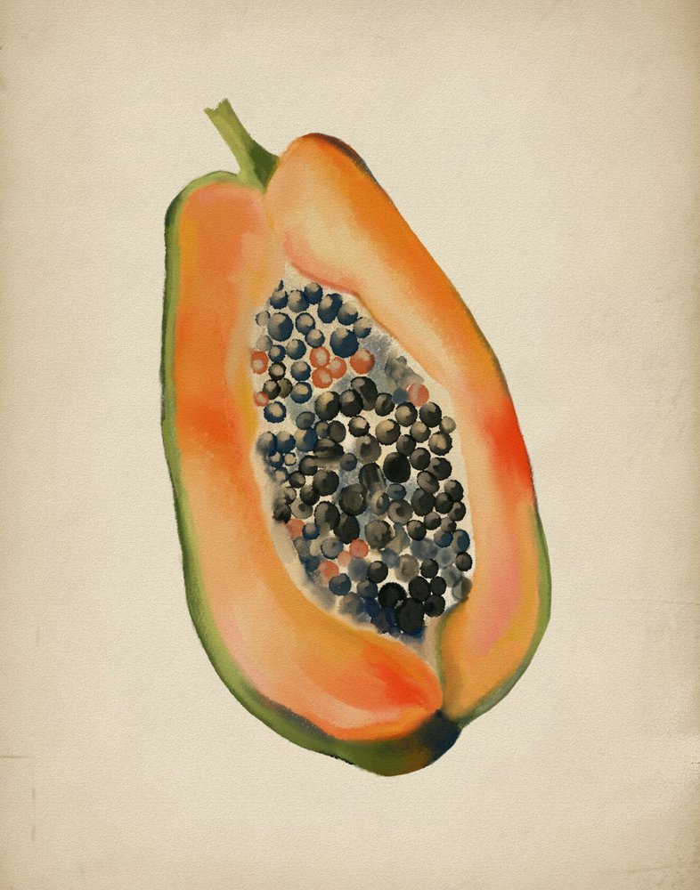 Halv frisk papaya af Josie George