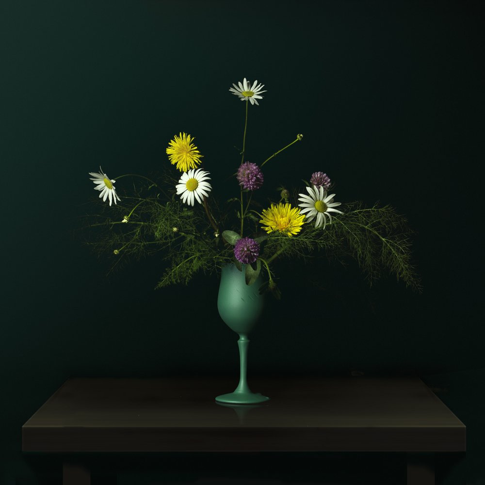 Stilleben med vildblomster i en vase af Juan Antonio Palacios